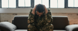 A soldier suffering from PTSD