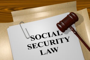 social security law folder with gavel