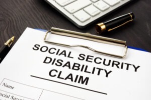 Social security form with a pen.