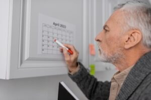 A Social Security Disability recipient reviews a calendar to track the 2026 Social Security payment schedule.